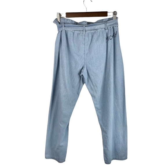 Junk Food x Disney Blue Chambray Mickey Mouse Embroidered Tapered Pants Sz M - Picture 2 of 9
